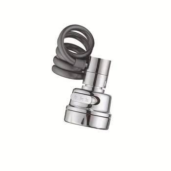 Universali virtuvės maišytuvas su ištraukiamu antgaliu, trijų lygių reguliuojamas srautas, padidintas slėgis, 360° pasukamas, prieš pursliavimą (keraminių vožtuvo šerdis; ABS medžiaga; spiralinis montavimas; viengijai jungčiai; elektroplatinimo danga)