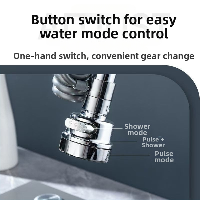 Универсален кухненски смесител с изтеглящ се чучур, три режима на пръскане, подсилен поток, 360° въртене, против пръски (керамичен клапан; ABS материал; спирална инсталация; едно свързване; електроплакиране)