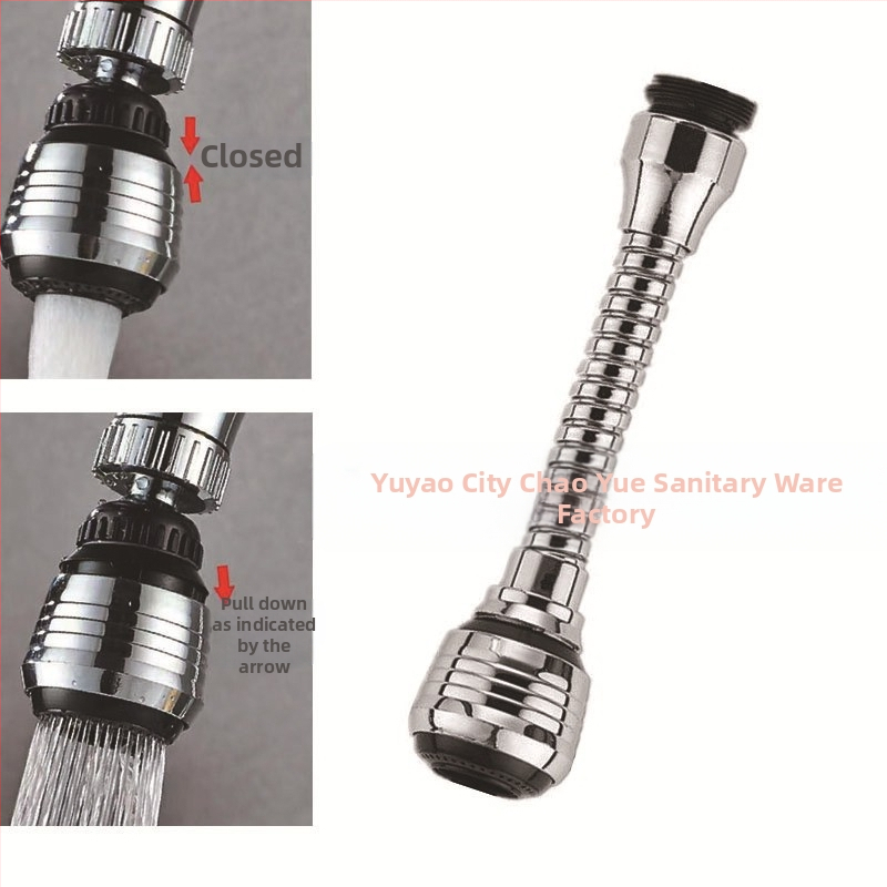 Universali virtuvės maišytuvas su ištraukiamu antgaliu, trijų lygių reguliuojamas srautas, padidintas slėgis, 360° pasukamas, prieš pursliavimą (keraminių vožtuvo šerdis; ABS medžiaga; spiralinis montavimas; viengijai jungčiai; elektroplatinimo danga)