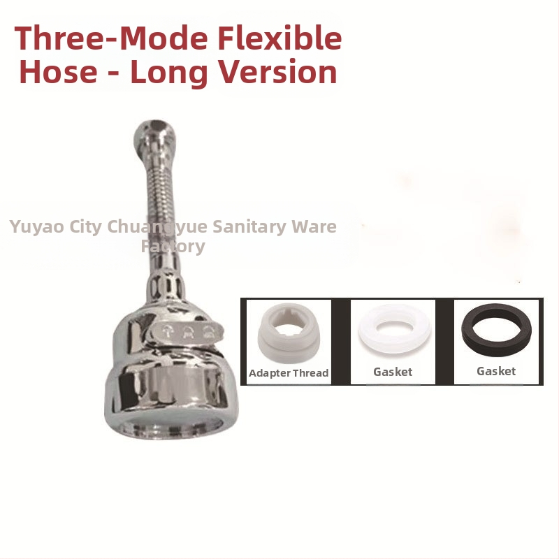 Universali virtuvės maišytuvas su ištraukiamu antgaliu, trijų lygių reguliuojamas srautas, padidintas slėgis, 360° pasukamas, prieš pursliavimą (keraminių vožtuvo šerdis; ABS medžiaga; spiralinis montavimas; viengijai jungčiai; elektroplatinimo danga)