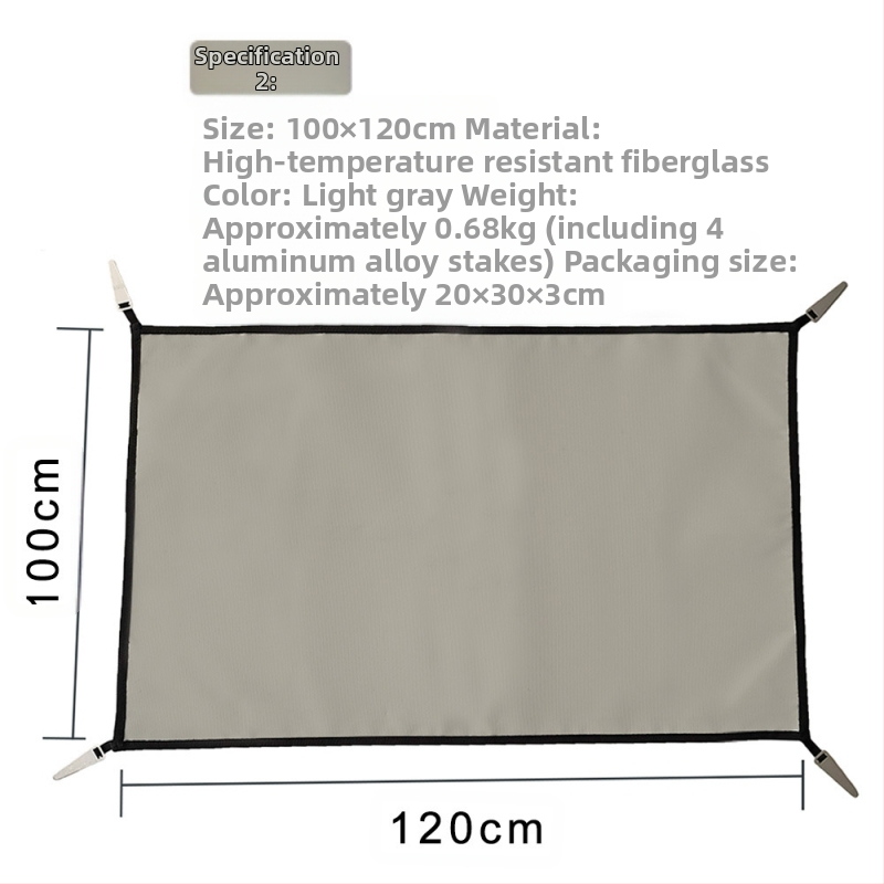Къмпинг огнеустойчив мат – фибростъкло, огнезадържащ, термоизолационен, висока температурна устойчивост; тегло 260 g или 680 g