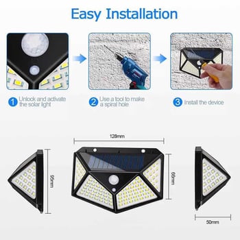 Solarna zidna LED svjetiljka s senzorom pokreta, IP65, 10W, trajanje 6–12 sati