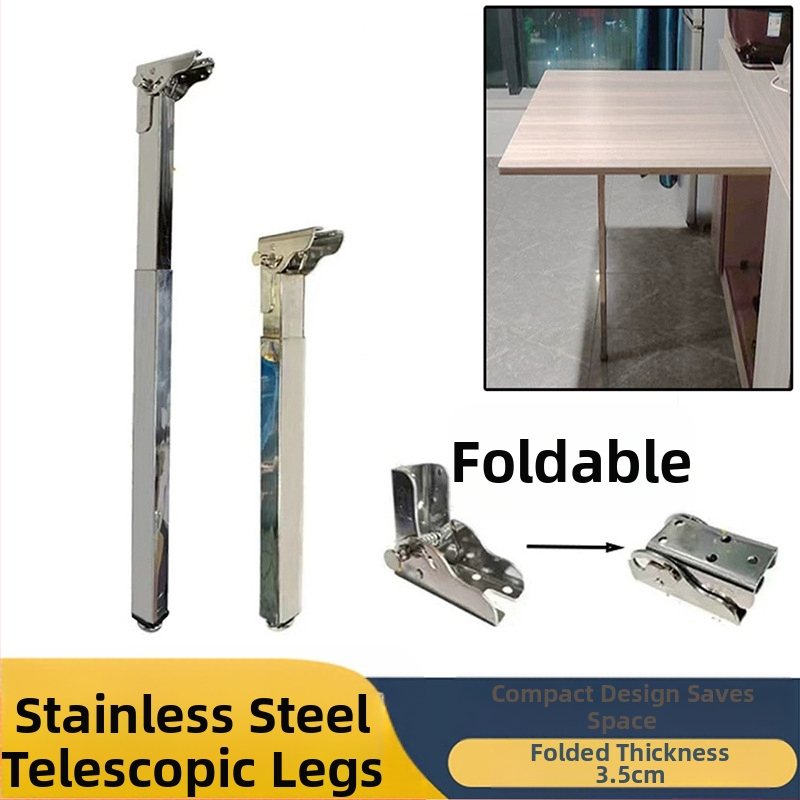 Неръждаема стомана мини квадратен телескопичен крак за краката на маса за хранене, бюро или бар — сгъваем, телескопичен, електроплатирана повърхност