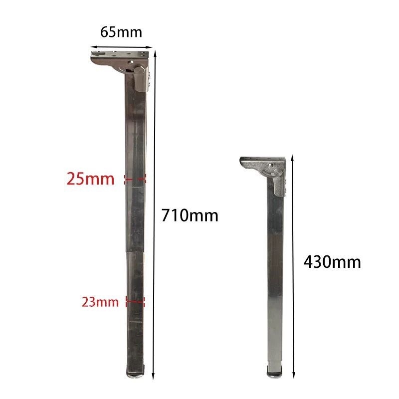 Неръждаема стомана мини квадратен телескопичен крак за краката на маса за хранене, бюро или бар — сгъваем, телескопичен, електроплатирана повърхност