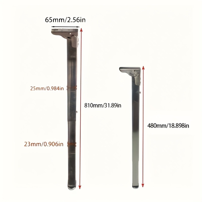 Неръждаема стомана мини квадратен телескопичен крак за краката на маса за хранене, бюро или бар — сгъваем, телескопичен, електроплатирана повърхност