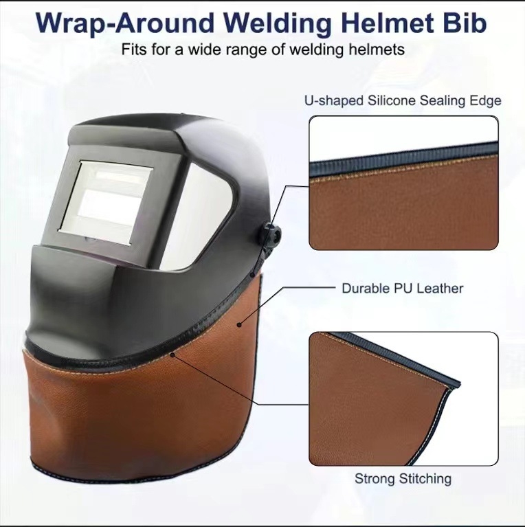 Δερμάτινο κράνος συγκόλλησης με προστασία αυχένα και φουλάρι – για συγκόλληση και κοπή