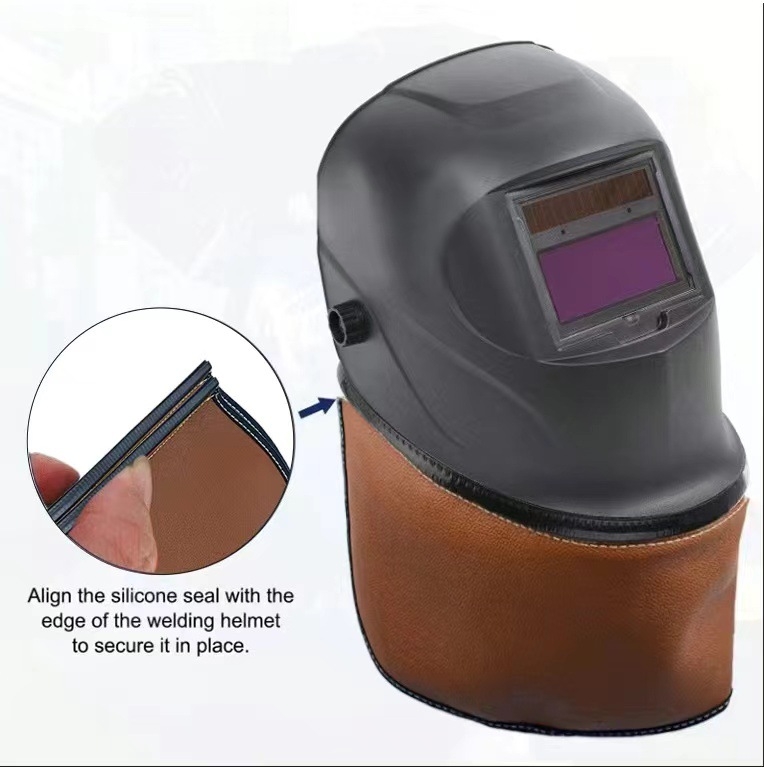 Δερμάτινο κράνος συγκόλλησης με προστασία αυχένα και φουλάρι – για συγκόλληση και κοπή