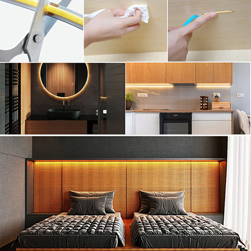 5V COB LED juostelės rinkinys spintai, 320 LED, 180° šviesos kampas, CRI 90, ryškumo reguliavimas