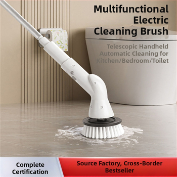 Garā bezvadu rotējoša tīrīšanas suka ar izvelkamu rokturi – ABS daudzfunkcionāla mājas suka ar galviņām apaviem, krūzēm, plaisām, mazgāšanai un tīrīšanas bumbiņai