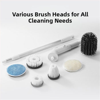 Garā bezvadu rotējoša tīrīšanas suka ar izvelkamu rokturi – ABS daudzfunkcionāla mājas suka ar galviņām apaviem, krūzēm, plaisām, mazgāšanai un tīrīšanas bumbiņai