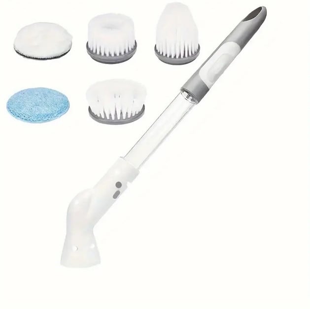 Garā bezvadu rotējoša tīrīšanas suka ar izvelkamu rokturi – ABS daudzfunkcionāla mājas suka ar galviņām apaviem, krūzēm, plaisām, mazgāšanai un tīrīšanas bumbiņai