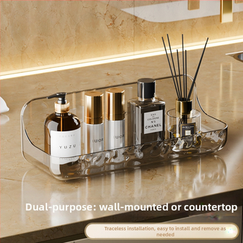 Ακρυλικό ράφι τοίχου μπάνιου για αποθήκευση — αδιάβροχο, χωρίς διάτρηση, τοποθετημένο στον τοίχο, 1 επίπεδο, πλαστικό