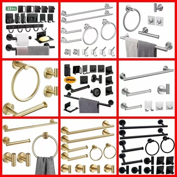 Σετ τοίχου μπάνιου: κρεμαστό σετ για πετσέτες και χαρτί υγείας από ανοξείδωτο ατσάλι, αντοχή 20 kg, μοντέρνο μινιμαλιστικό στυλ, αποθήκευση