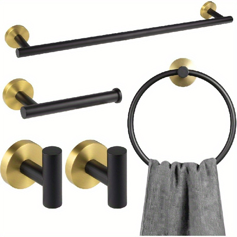 Σετ τοίχου μπάνιου: κρεμαστό σετ για πετσέτες και χαρτί υγείας από ανοξείδωτο ατσάλι, αντοχή 20 kg, μοντέρνο μινιμαλιστικό στυλ, αποθήκευση