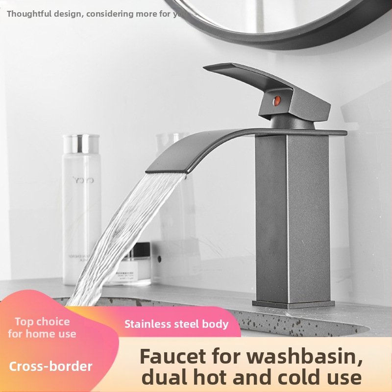 Nerūdijančio plieno praustuvo čiaupas su keraminiu vožtuvu, elektroplatinė danga, montuojamas prie praustuvo, modelis HZ-1-1-138543-3