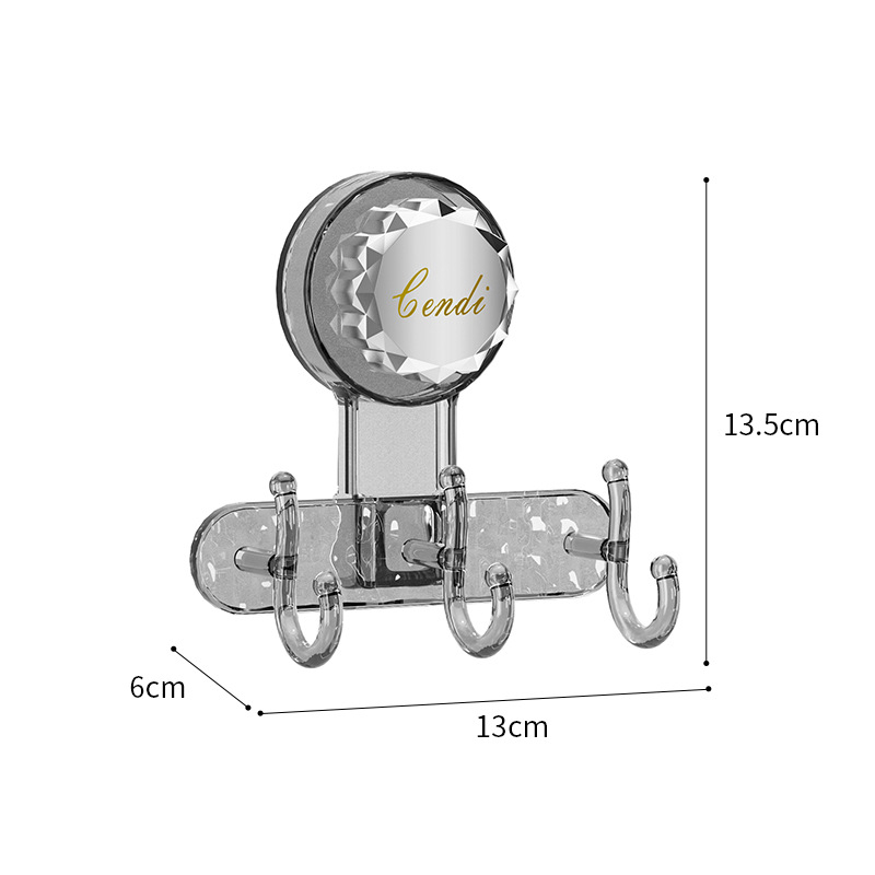 Multifunkcinis pasukamas siurbimo kabliukas, akrilinis, trijų eilių dizainas, be gręžimo, 3–5 kg apkrova