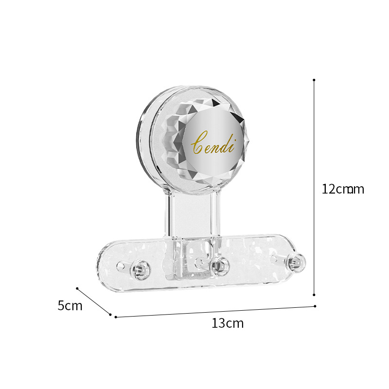 Multifunkcinis pasukamas siurbimo kabliukas, akrilinis, trijų eilių dizainas, be gręžimo, 3–5 kg apkrova