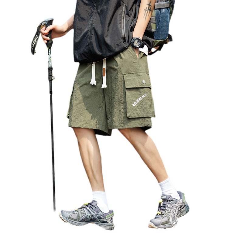 Vyrų laisvalaikio šortai, poliesteris, drėgmės valdymas, vidurinis juosmuo, vasara, sportinis kasdieninis stilius