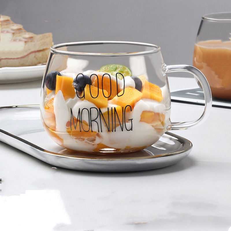 Οικιακό γυάλινο ποτήρι με λαβή, βορσίλικό γυαλί υψηλής αντοχής, ανθεκτικό σε ζεστά και κρύα ροφήματα, μοντέρνος μινιμαλιστικός σχεδιασμός, χειροποίητο φυσητό