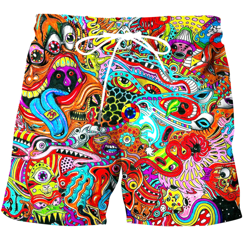 Șorturi casual pentru bărbați cu imprimare digitală 3D, model cashew, croială dreaptă, material din amestec spandex cu vinilon și poliester; potrivite pentru vară; listare primăvara 2024.