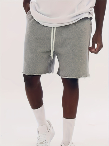 Ανδρικά καλοκαιρινά σορτς με ίσιο κόψιμο, casual-αθλητικά, με κορδόνι, ύφασμα βαμβάκι-πολυεστέρα 50/50