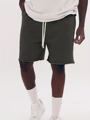 Ανδρικά καλοκαιρινά σορτς με ίσιο κόψιμο, casual-αθλητικά, με κορδόνι, ύφασμα βαμβάκι-πολυεστέρα 50/50