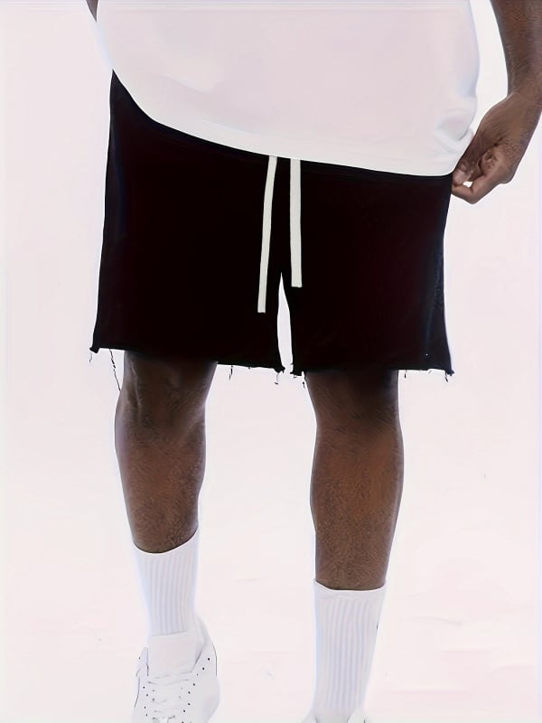 Férfi nyári egyenes szabású sportos rövidnadrág, húzózsinórral, pamut-poliészter keverék 50/50