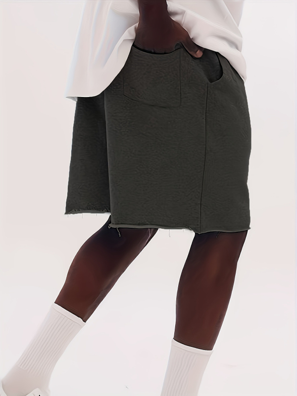 Férfi nyári egyenes szabású sportos rövidnadrág, húzózsinórral, pamut-poliészter keverék 50/50