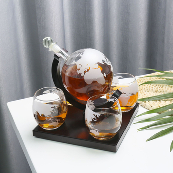 Globus dizaino stiklo dekanterių rinkinys, lengvasis prabangus retro stilius, svoris 1800 g