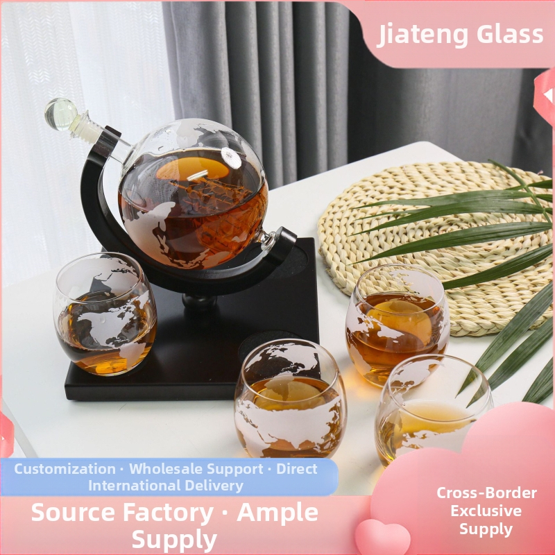 Globus dizaino stiklo dekanterių rinkinys, lengvasis prabangus retro stilius, svoris 1800 g