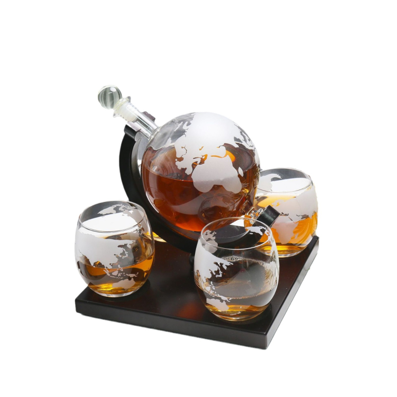Globus dizaino stiklo dekanterių rinkinys, lengvasis prabangus retro stilius, svoris 1800 g
