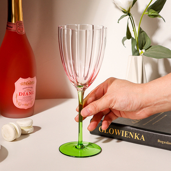 Vyno stiklas su gėlių forma (kristalas; Šiaurės stilius; pritaikomas; spausdintas logotipas)