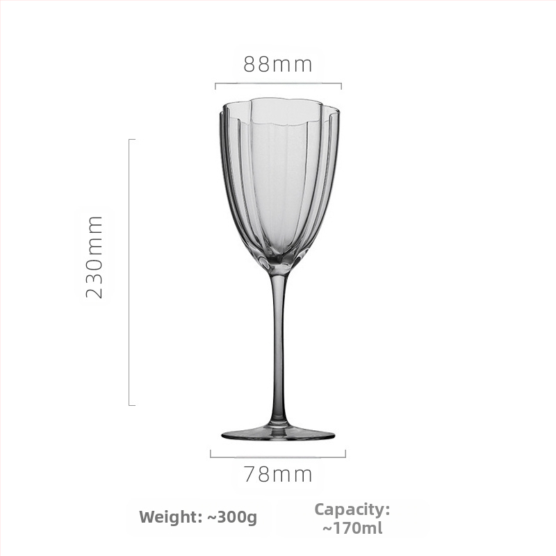 Vyno stiklas su gėlių forma (kristalas; Šiaurės stilius; pritaikomas; spausdintas logotipas)