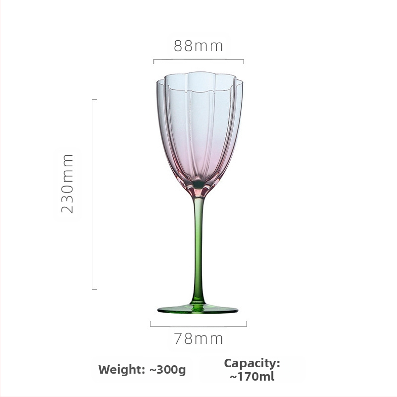 Vyno stiklas su gėlių forma (kristalas; Šiaurės stilius; pritaikomas; spausdintas logotipas)