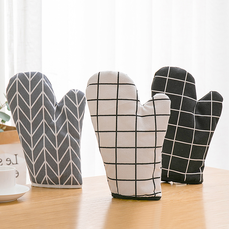Rukavice za pećnicu s toplinskom izolacijom, pamuk i lan, uzorak CHECK, lansirano 2023., moderni minimalistički stil