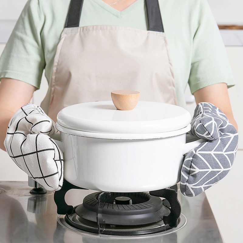 Rukavice za pećnicu s toplinskom izolacijom, pamuk i lan, uzorak CHECK, lansirano 2023., moderni minimalistički stil