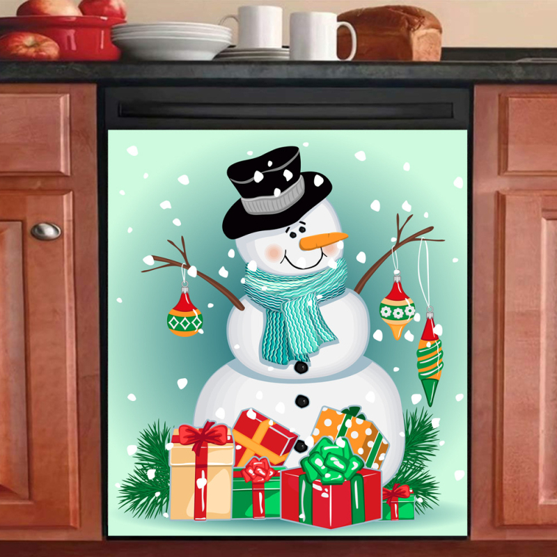 Autocolant PVC pentru perete – Om de zăpadă de Crăciun – decor modern minimalist pentru living, dormitor, birou, bucătărie, baie și hol