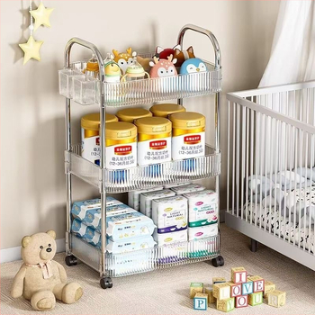 Τριώρονη κινητή τροχήλατη μονάδα αποθήκευσης, Υλικό PP, επιδαπέδια, χωρίς συναρμολόγηση, για μακιγιάζ, γραφείο, μπάνιο και σαλόνι