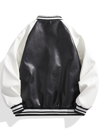 Ανδρικό μπουφάν δερμάτινο, κορεατικό στυλ με σταντ κολάρο, biker σχεδίαση, PU δέρμα, φερμουάρ μπροστά, φθινοπωρινή κυκλοφορία 2024