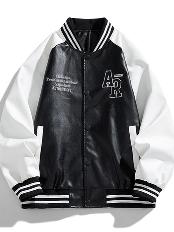 Ανδρικό μπουφάν δερμάτινο, κορεατικό στυλ με σταντ κολάρο, biker σχεδίαση, PU δέρμα, φερμουάρ μπροστά, φθινοπωρινή κυκλοφορία 2024