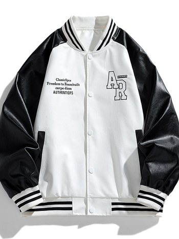 Ανδρικό μπουφάν δερμάτινο, κορεατικό στυλ με σταντ κολάρο, biker σχεδίαση, PU δέρμα, φερμουάρ μπροστά, φθινοπωρινή κυκλοφορία 2024