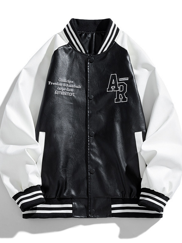 Ανδρικό μπουφάν δερμάτινο, κορεατικό στυλ με σταντ κολάρο, biker σχεδίαση, PU δέρμα, φερμουάρ μπροστά, φθινοπωρινή κυκλοφορία 2024