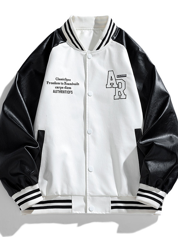 Ανδρικό μπουφάν δερμάτινο, κορεατικό στυλ με σταντ κολάρο, biker σχεδίαση, PU δέρμα, φερμουάρ μπροστά, φθινοπωρινή κυκλοφορία 2024