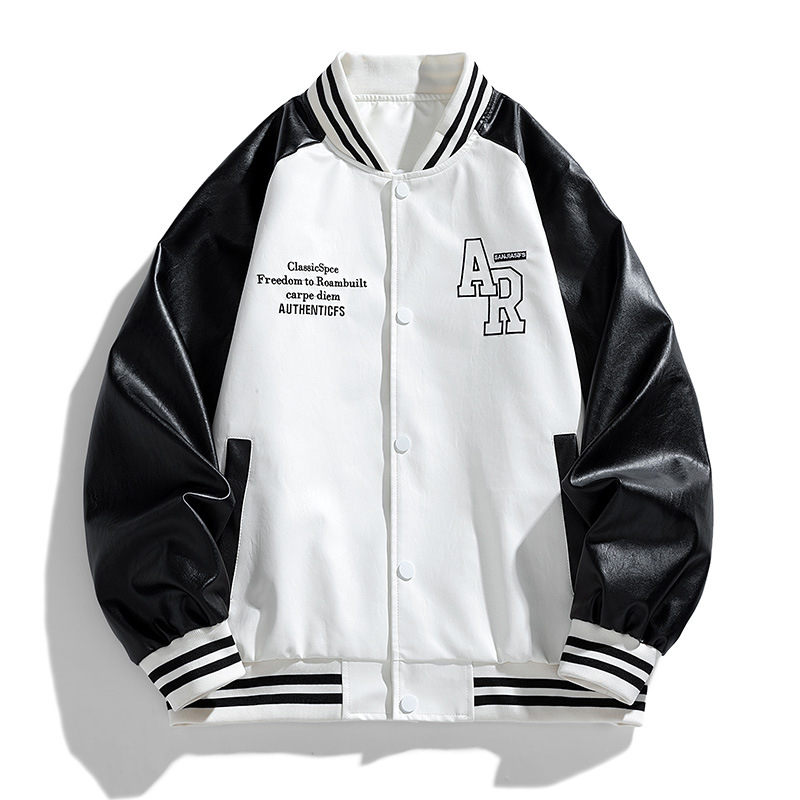 Ανδρικό μπουφάν δερμάτινο, κορεατικό στυλ με σταντ κολάρο, biker σχεδίαση, PU δέρμα, φερμουάρ μπροστά, φθινοπωρινή κυκλοφορία 2024