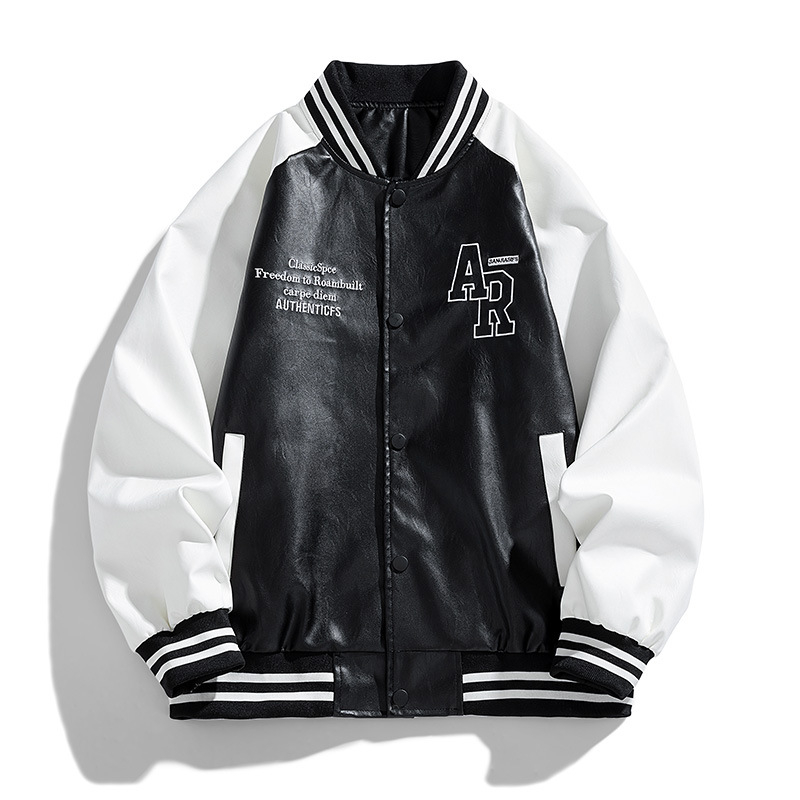 Ανδρικό μπουφάν δερμάτινο, κορεατικό στυλ με σταντ κολάρο, biker σχεδίαση, PU δέρμα, φερμουάρ μπροστά, φθινοπωρινή κυκλοφορία 2024