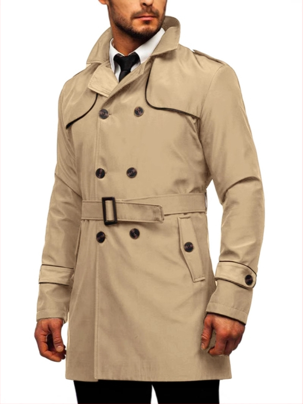 Παλτό μακρύ σε βρετανικό στυλ, με διπλό κουμπί και πέτο, στενό εφαρμοστό με ζώνη, εξωτερικό ύφασμα 70% πολυεστέρας, επένδυση 30% πολυεστέρας