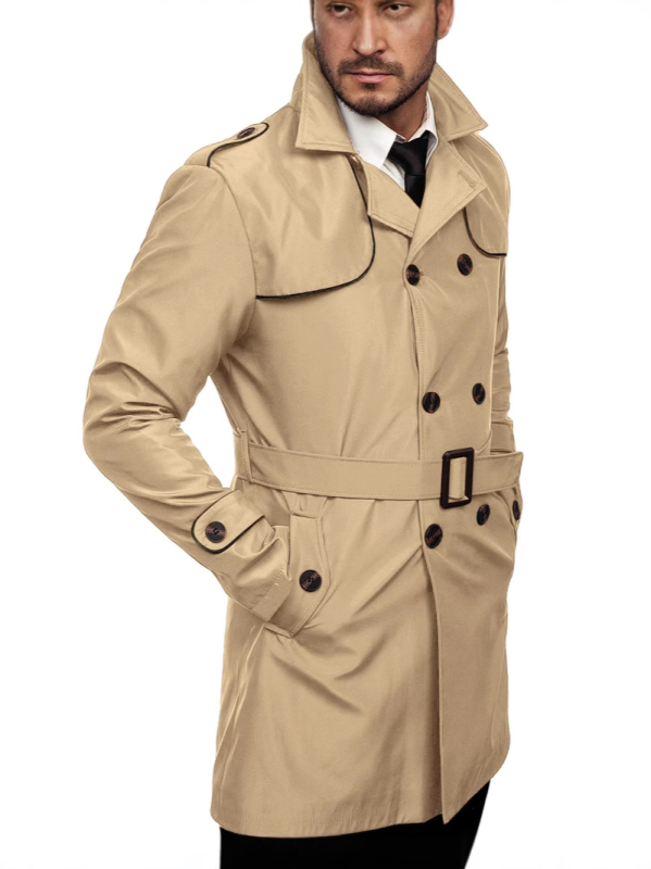 Παλτό μακρύ σε βρετανικό στυλ, με διπλό κουμπί και πέτο, στενό εφαρμοστό με ζώνη, εξωτερικό ύφασμα 70% πολυεστέρας, επένδυση 30% πολυεστέρας