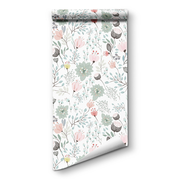 Savarankiškai klijuojama PVC tapetė svetainei su gėlių raštu, be siūlių, nuimama, matinė tekstūra
