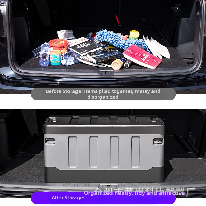 Automobilio bagažinės saugojimo dėžė, sulankstoma plastikinė organizatorius, 72L talpa, PP medžiaga, tinka bagažinei, daugiafunkcinė ir dulkėms atspari