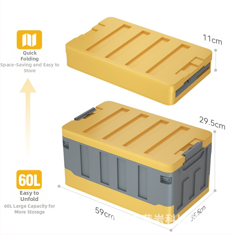 Automobilio bagažinės saugojimo dėžė, sulankstoma plastikinė organizatorius, 72L talpa, PP medžiaga, tinka bagažinei, daugiafunkcinė ir dulkėms atspari